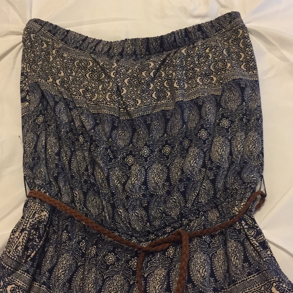 Blue and White Printed Romper